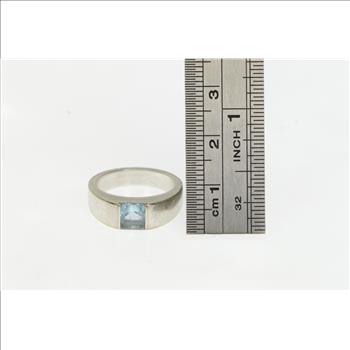 18K Cartier Aquamarine Tank Designer Statement Yellow Gold Ring, Size 5.75