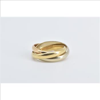 18K Cartier Trinity Tri Tone Three Band Designer Yellow Gold Ring, Size 6