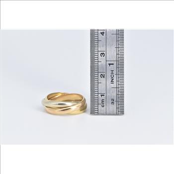 18K Cartier Trinity Tri Tone Three Band Designer Yellow Gold Ring, Size 6