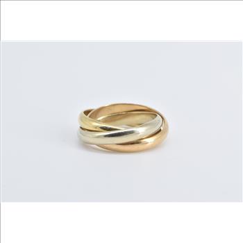 18K Cartier Trinity Tri Tone Three Band Designer Yellow Gold Ring, Size 6
