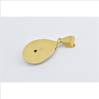 18K Carved Lapis Lazuli Mermaid Pear Ornate Yellow Gold Pendant