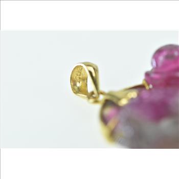 18K Carved Tourmaline Chinese Dragon Statement Yellow Gold Pendant