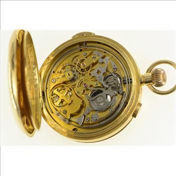 18K Chronograph Moon Phase Date Repeater Pocket Watch Yellow Gold