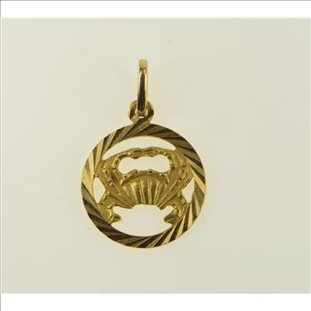 18K Crab Cancer Zodiac Sign Symbol Yellow Gold Charm/Pendant
