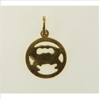18K Crab Cancer Zodiac Sign Symbol Yellow Gold Charm/Pendant