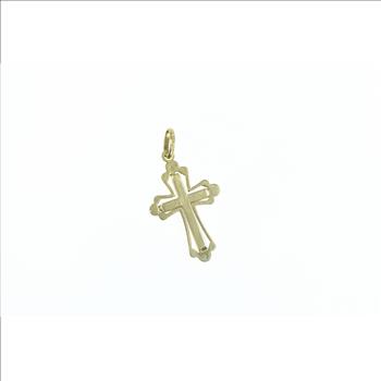 18K Cross Christian Faith Symbol Religious Yellow Gold Charm/Pendant