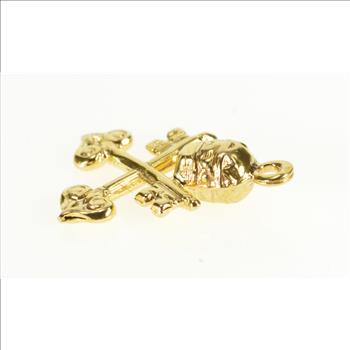 18K Crown Crossed Keys of Heaven Catholic Yellow Gold Charm/Pendant