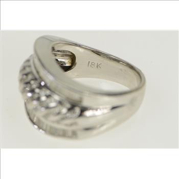 18K Ctw Diamond Encrusted Statement Band White Gold Ring, Size 7