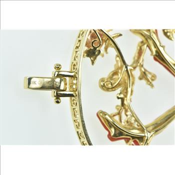 18K Denny Wong Coral Tree Branch Bird Diamond Yellow Gold Pendant