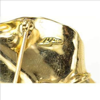 18K Designer Pearl Diamond Lily Pad Leaf Flower Yellow Gold Pendant/Pin