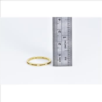 18K Diamond Inset Squared Grooved Fashion Band Yellow Gold Ring, Size 7