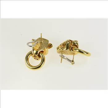18K Door Knocker Puma Leopard Jaguar Ornate Yellow Gold Earrings