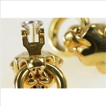 18K Door Knocker Puma Leopard Jaguar Ornate Yellow Gold Earrings