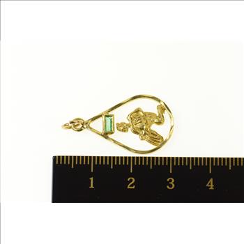 18K Emerald Aquarius Ganymede Astrology Zodiac Yellow Gold Charm/Pendant