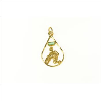 18K Emerald Aquarius Ganymede Astrology Zodiac Yellow Gold Charm/Pendant