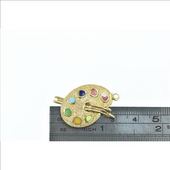 18K Enamel Painters Palette Artist Symbol Yellow Gold Charm/Pendant
