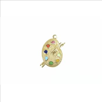 18K Enamel Painters Palette Artist Symbol Yellow Gold Charm/Pendant