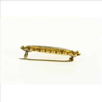 18K Etruscan Revival Dendritic Agate Pear Yellow Gold Pin/Brooch