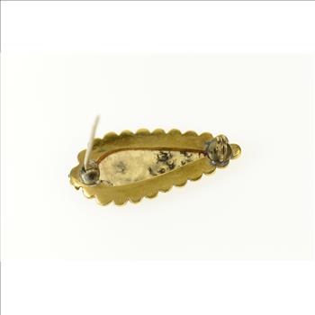 18K Etruscan Revival Dendritic Agate Pear Yellow Gold Pin/Brooch