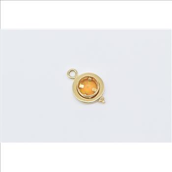 18K Faceted Round Natural Opal Vintage Statement Yellow Gold Pendant