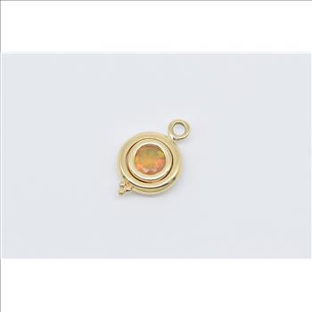 18K Faceted Round Natural Opal Vintage Statement Yellow Gold Pendant