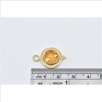 18K Faceted Round Natural Opal Vintage Statement Yellow Gold Pendant