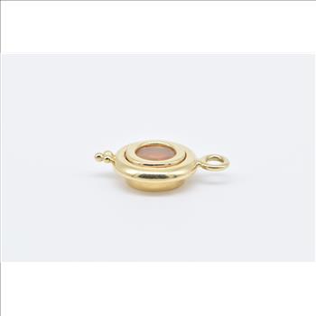 18K Faceted Round Natural Opal Vintage Statement Yellow Gold Pendant