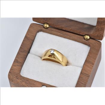 18K Georg Jensen Diamond Cathedral Engagement Yellow Gold Ring, Size 5.5