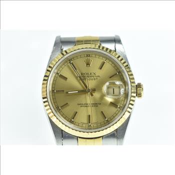 18K Gold Rolex Datejust Model 16233 Watch - Men's