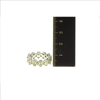 18K Green Sapphire Eternity Honeycomb Band White Gold Ring, Size 7.25