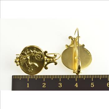 18K Helen Woodhull Designer Chariot Dangle Yellow Gold Earrings