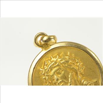 18K Jesus Christ Crown of Thorns Virgin Mary Yellow Gold Charm/Pendant