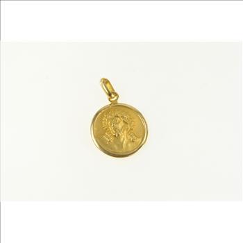 18K Jesus Christ Crown of Thorns Virgin Mary Yellow Gold Charm/Pendant