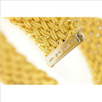 18K La Pepita 0.76 Ctw Diamond Woven Chain Yellow Gold Bracelet 7.25