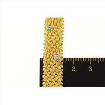 18K La Pepita 0.76 Ctw Diamond Woven Chain Yellow Gold Bracelet 7.25