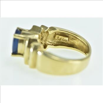 18K LeVian Oval Natural Sapphire Diamond Statement Yellow Gold Ring, Size 5.5