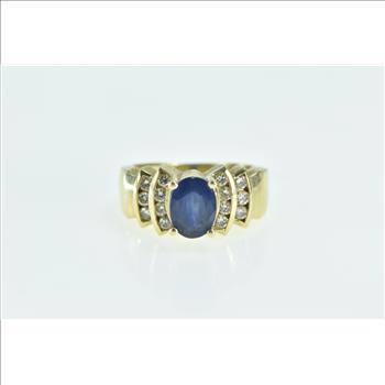 18K LeVian Oval Natural Sapphire Diamond Statement Yellow Gold Ring, Size 5.5