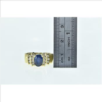 18K LeVian Oval Natural Sapphire Diamond Statement Yellow Gold Ring, Size 5.5