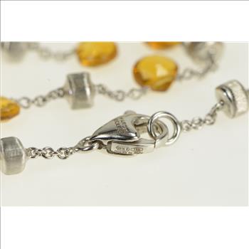 18K Marco Bicego Paradise Citrine Chain Designer White Gold Necklace 15.5