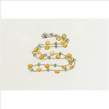 18K Marco Bicego Paradise Citrine Chain Designer White Gold Necklace 15.5