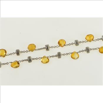 18K Marco Bicego Paradise Citrine Chain Designer White Gold Necklace 15.5