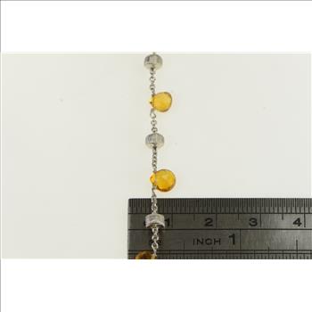18K Marco Bicego Paradise Citrine Chain Designer White Gold Necklace 15.5