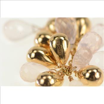 18K Marco Bicego Rose Quartz Tassel Drop Yellow Gold Pendant
