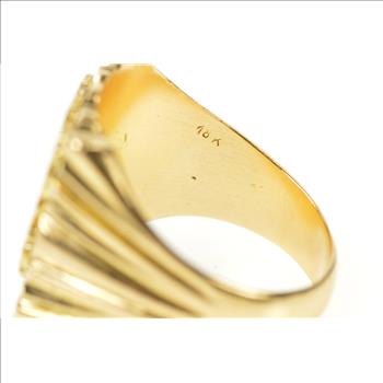18K Men's Stag Heraldic Coat of Arms Statement Yellow Gold Ring, Size 10