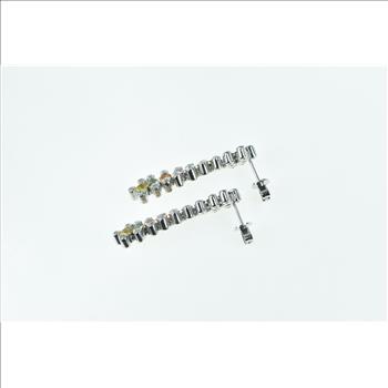 18K Multi Colored Sapphire Diamond Dangle White Gold Earrings