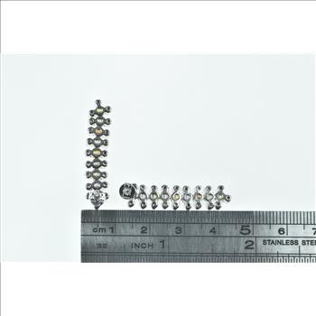 18K Multi Colored Sapphire Diamond Dangle White Gold Earrings