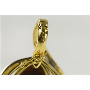 18K Natural Black Opal Diamond Loop Statement Yellow Gold Pendant