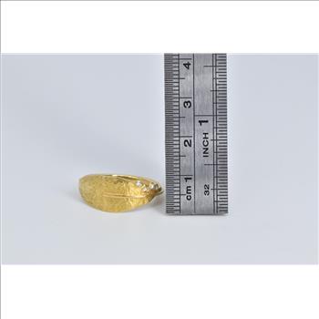 18K Natural Diamond Leaf Nature Motif Stacking Yellow Gold Ring, Size 7.25