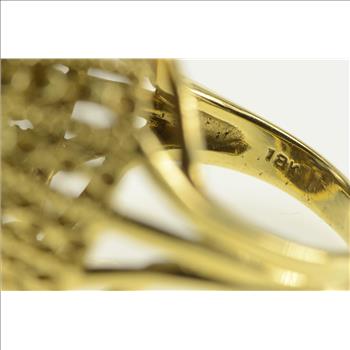 18K Opal Lapis Lazuli 1960's Domed Cocktail Yellow Gold Ring, Size 6.5