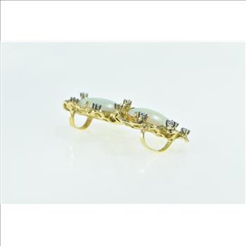 18K Ornate Natural Opal Diamond Tree Root Branch Yellow Gold Pendant